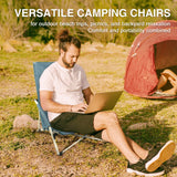 HOMECALL Folding Beach Chair Lightweight Low Camping Chair Comfortable Backrest, Padded Armrests, up to 120kg - Homecall - outdoor