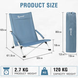 HOMECALL Folding Beach Chair Lightweight Low Camping Chair Comfortable Backrest, Padded Armrests, up to 120kg - Homecall - outdoor