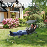 HOMECALL Garden Sun Lounger Aluminum Lounger Deck Chair Foldable, Textilene With Quick - drying Foam, Sun - Roof, bis 180KG - Homecall - outdoor