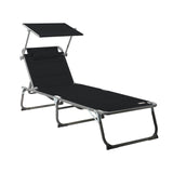 HOMECALL Garden Sun Lounger Aluminum Lounger Deck Chair Foldable, Textilene With Quick - drying Foam, Sun - Roof, bis 180KG - Homecall - outdoor