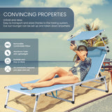 HOMECALL Lightweight Sun Lounger Foldable Aluminum Deck Chair Beach Lounger, 5 - way adjustable backrest, with sunshade, bis 136KG - Homecall - outdoor