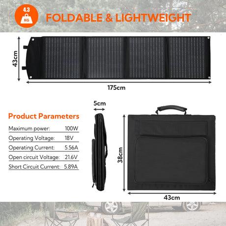 HOMEMORE 100W Portable Solar Panel for Power Station,Foldable Outdoor Solar Charger with USB DC Output,IP65 Waterproof for Outdoor Travel Camping RV - Homecall - outdoor