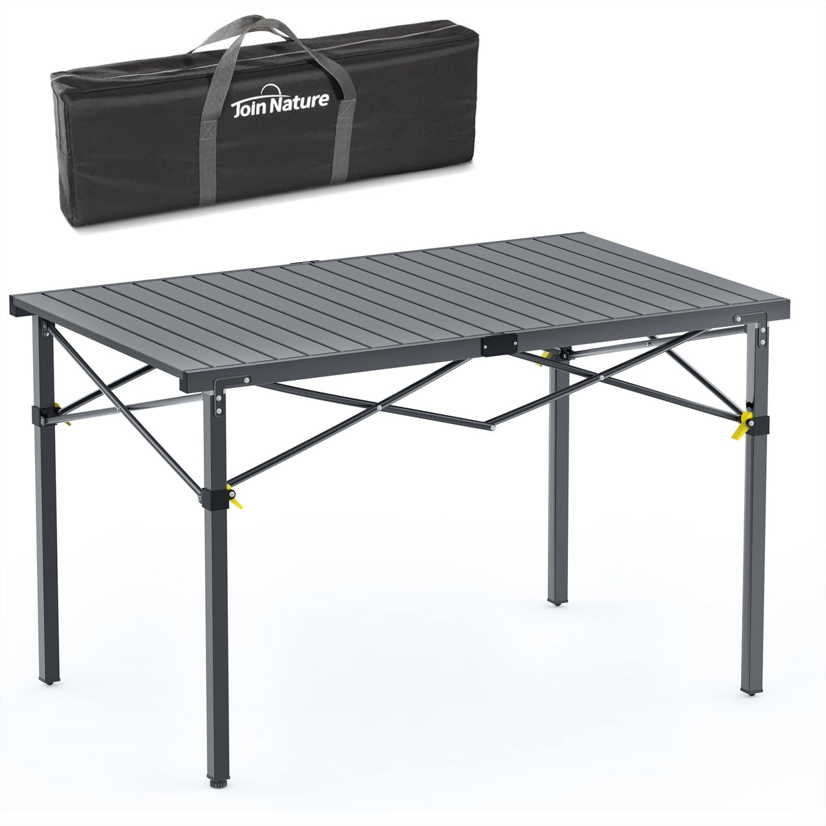 Campingtisch Klappbar Bis 100KG  Alu Klapptisch für 6 Personen, 118 x 70CM, mit Tragetasche Roll Up Camping Tisch  Übergröße Rolltisch für Camping, Outdoor, Garten, Balkon, Picknick, Strand, Silbergrau