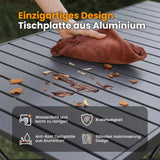 Campingtisch Klappbar Bis 100KG  Alu Klapptisch für 6 Personen, 118 x 70CM, mit Tragetasche Roll Up Camping Tisch  Übergröße Rolltisch für Camping, Outdoor, Garten, Balkon, Picknick, Strand, Silbergrau